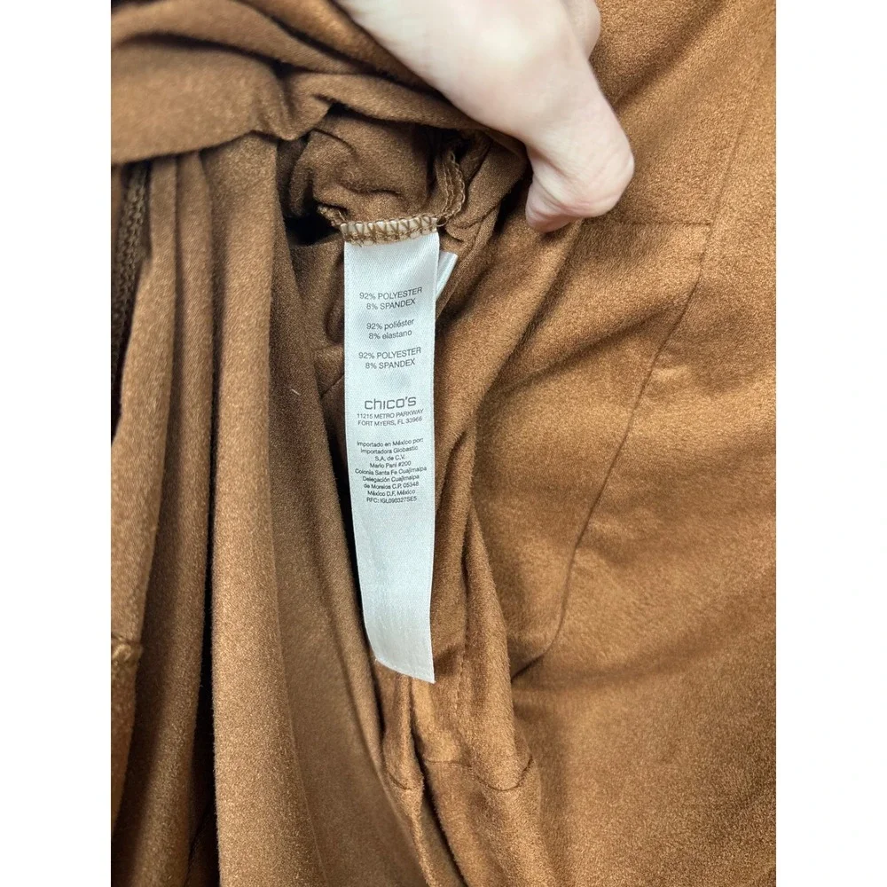 Chico's‎ Women's 1 Brown Suede Angled Asymmetrical Tunic Top Short Sleeve Medium - Picture 6 of 7